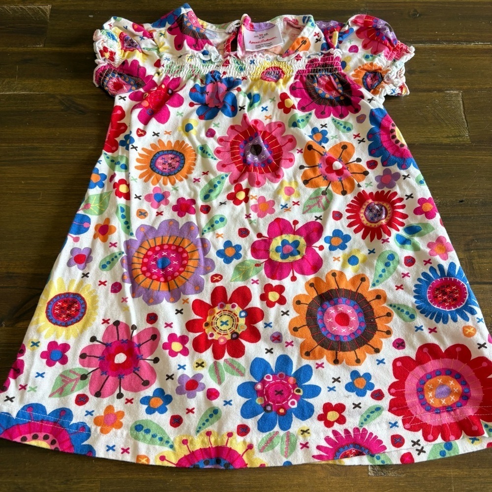 Hanna Andersson Colorful Floral Dress Cotton Toddler 3T